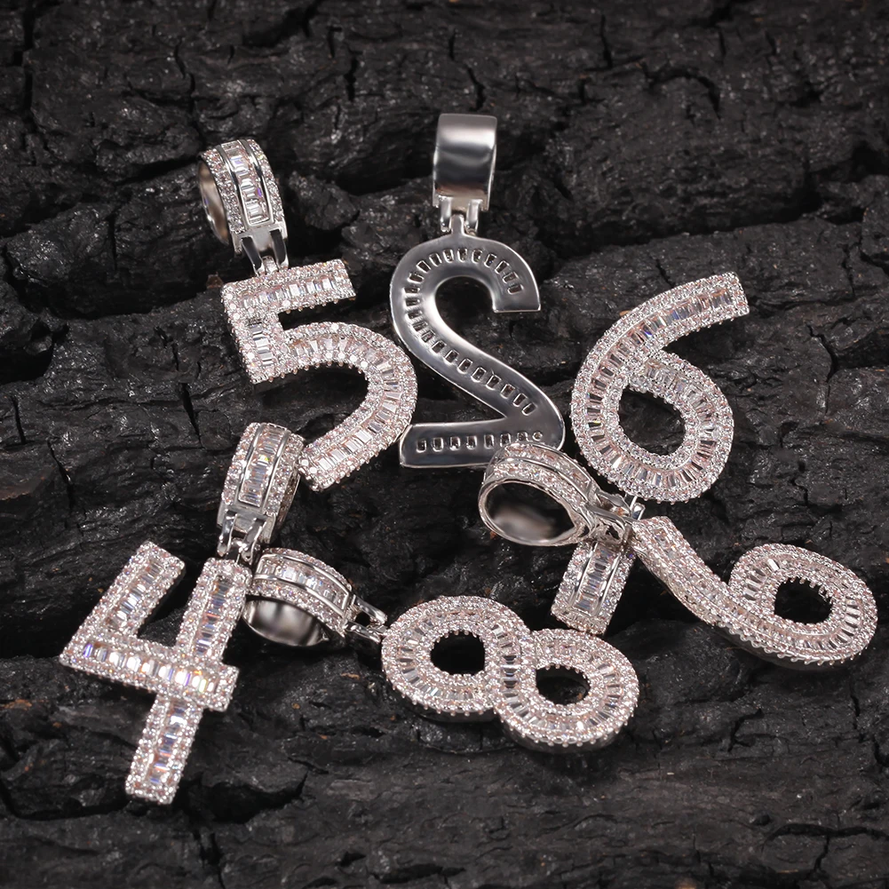 UWIN ожерелье-цепочка с кулоном и цифрами багета/кубинская цепочка для мужчин и женщин с кубическим цирконием, ювелирные изделия в стиле хип-хоп