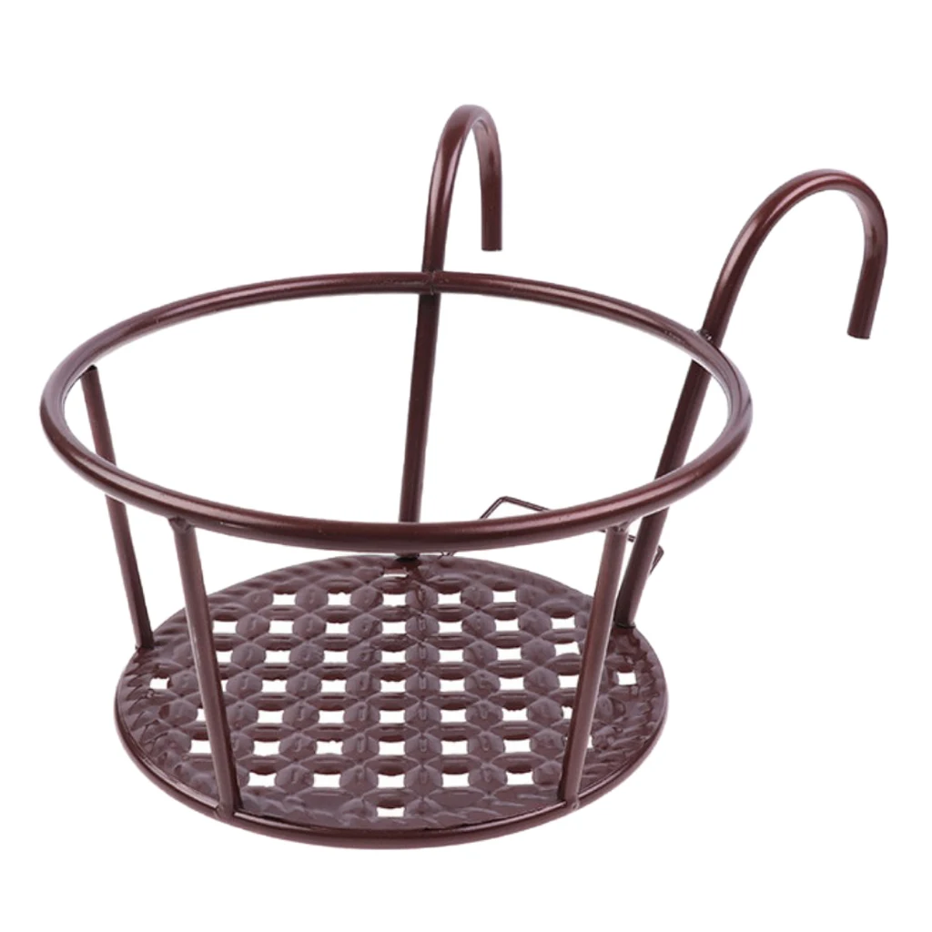 Rustic Metal Flowerpot Hanging Basket Thickened Pot Vase Rack Holder for Outdoor