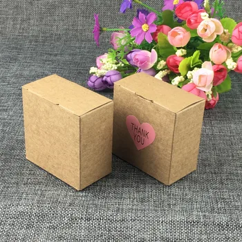 

60pcs 6.5x3.5x6.5cm Kraft Packaging Gift Box Small Reward Decoration Storage Paper Box Free give Labels Sticker