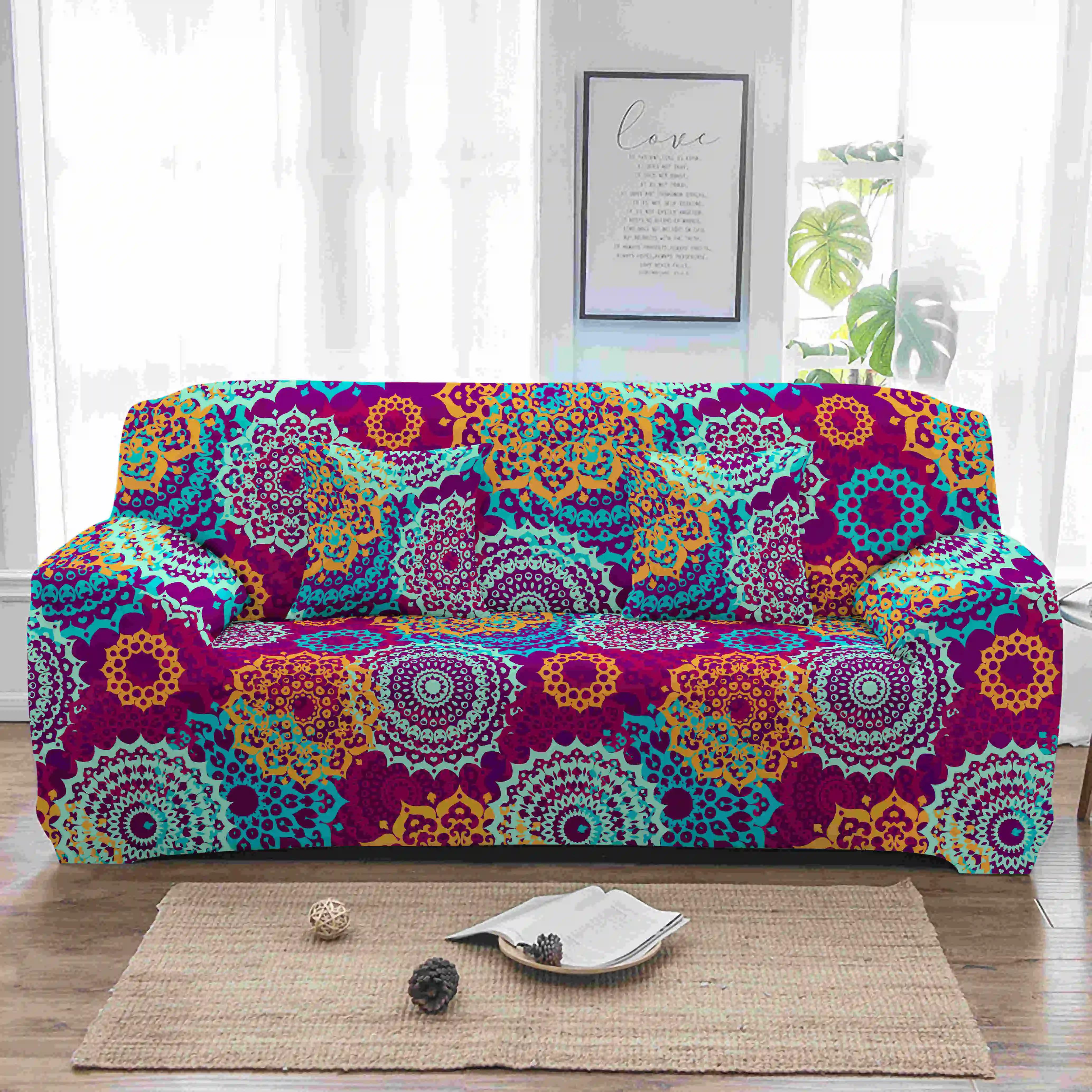 Homesky Мандала эластичный чехол для дивана Bohemia Slipcovers плотная накидка все включено диванные чехлы для гостиной секционный Диванный чехол