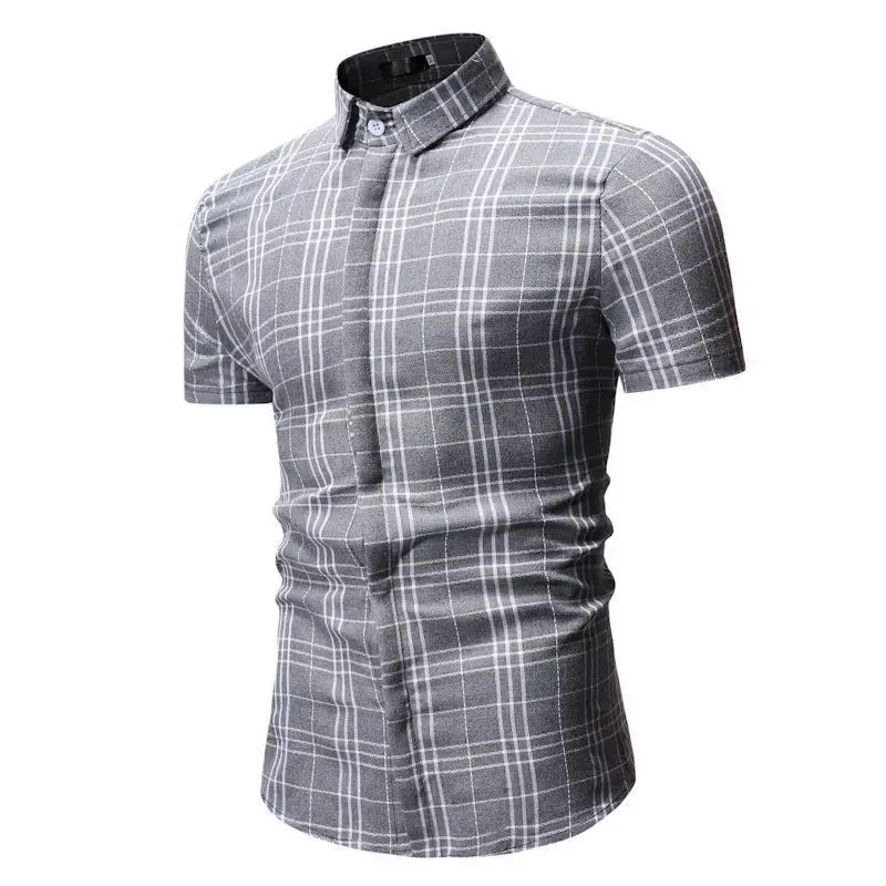 2019 новые летние Стиль AliExpress Оптовая Продажа Модные Повседневное в клетку с принтом большой Размеры Мужская рубашка с коротким рукавом и YS52