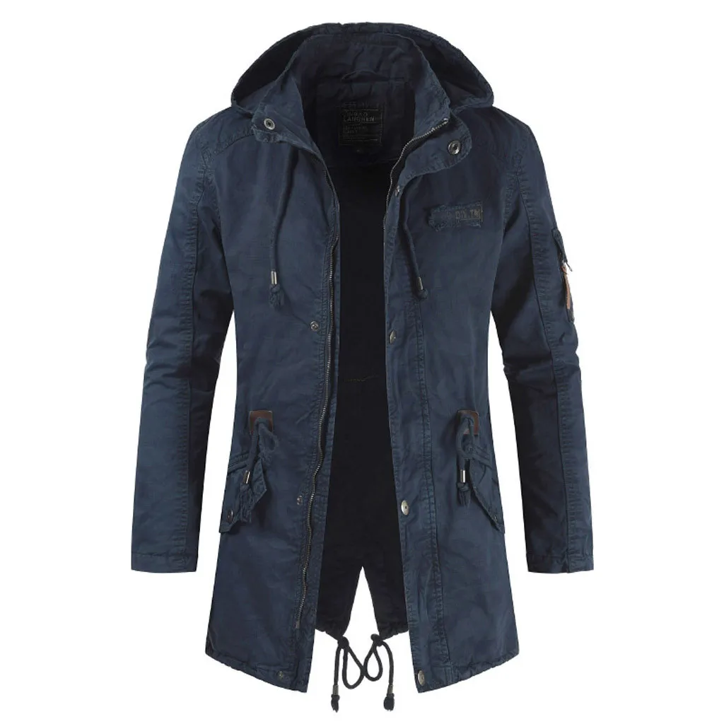 New Long Trench Coats Men 2020 Autumn Men's Casual Trench Coat M-4xl Hooded Windbreakers Male Good Quality Jackets Men #3