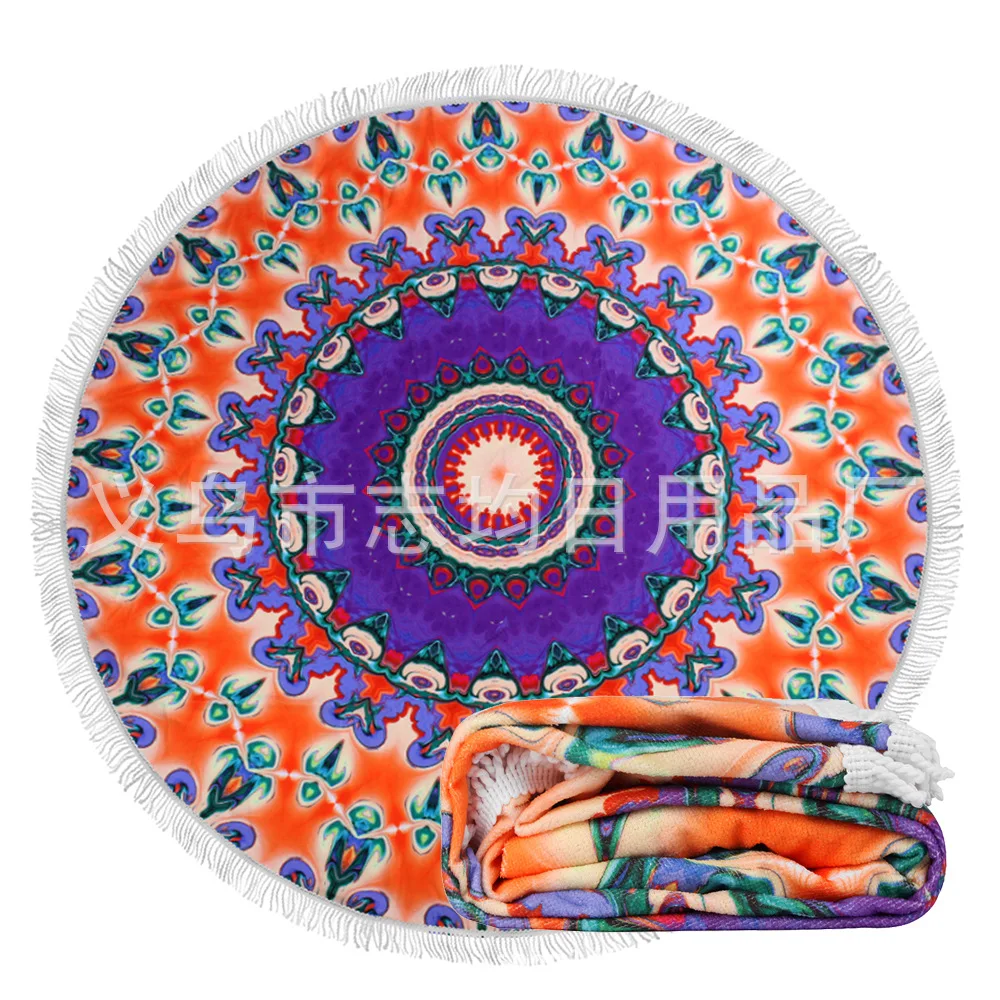 

2017 New Style Europe And America India Yoga Mat Activity Printed Tassels round Beach Towel Summer Sun Blocking Beach Bath Towel