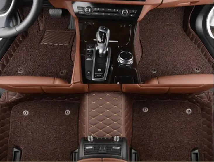 coffee Авто коврики для Audi A7 S7 RS7 2012- футов ковры Шаг Коврик высокое качество вышивка кожа провода катушки 2 слоя - Название цвета: coffee