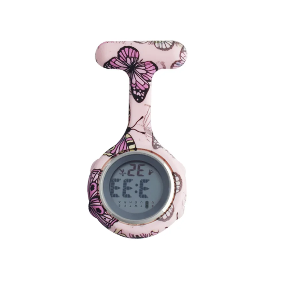 Силиконовые часы медсестры Модные кварцевые карманные часы Fob для мужчин и женщин доктор медицинская булавка красочный узор портативные броши