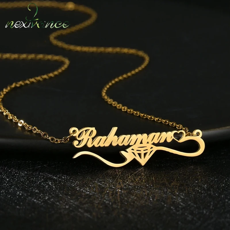 

Nextvance Custom Necklace Stainless Steel Personalized Nameplate Letter Pendant For Women Couple Lover Anniversary Jewelry Gift