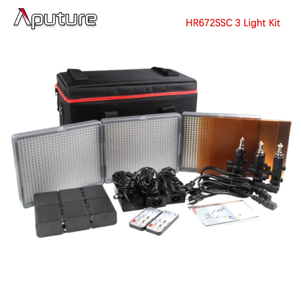 Aputure Amaran HR672 CRI95+ Ультратонкий 3200-5500K 2,4G беспроводной пульт дистанционного управления пленка 672 светодиодный студийный видео фотосъемка освещение - Цвет: HR672SSC 3 Light Kit