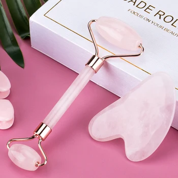 

Facial Massage Guasha Board Double Heads Roller Powder Crystal Set For Face Lift Body Skin Relaxation Slimming Beauty Neck Thin