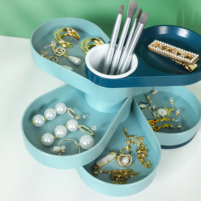5 grid cosmetic rotating storage box desktop makeup brush tool multifunctional jewelry | Дом и сад