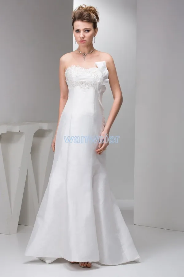 

free shipping 2016 new design small train beading brides maid dress hot seller Custom size/color white Bridesmaid Dress