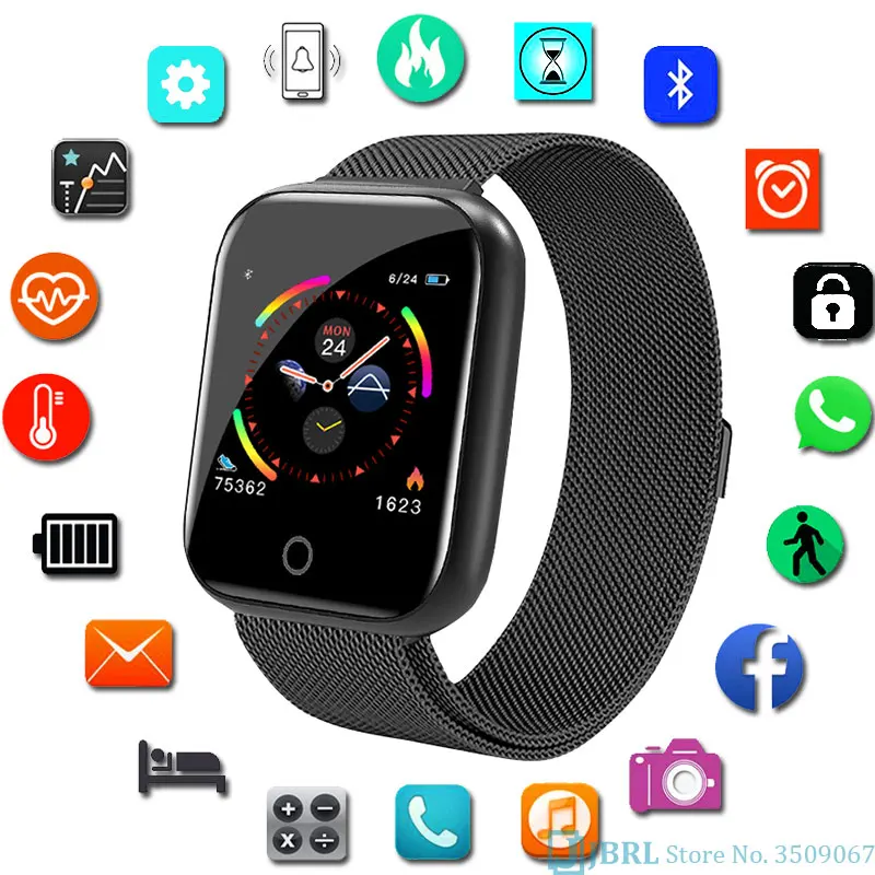 Günstige Edelstahl Smart Uhr Männer Frauen Smartwatch Für Android IOS Elektronik Smart Uhr Fitness Tracker Platz Zifferblatt Smart uhr