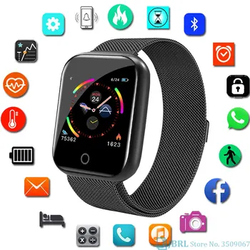 

Stainless Steel Smart Watch Men Women Smartwatch For Android IOS Electronics Smart Clock Fitness Tracker Square Dial Smart-watch