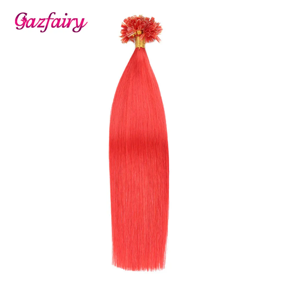 Gazfairy 16 &quot18&quot 20 &quot22&quot Remy кератиновые u образные накладные волосы 1 г/локон 50 100 шт