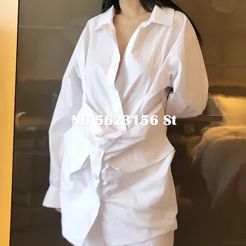 

2020 New Long Womens Tops and Blouses French Fashion White Irregular Plus Size Women Loose Shirt Womens Clothing 0312