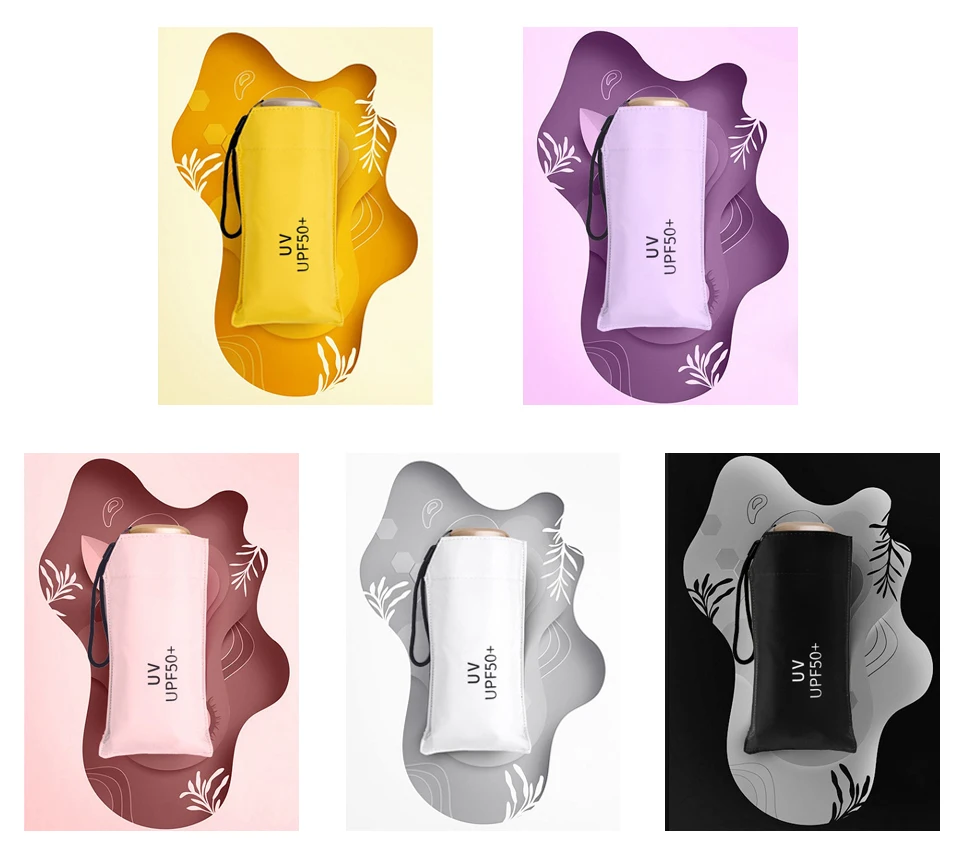 Lydia Mini Pocket Umbrella Rain Women Windproof Durable 5 Folding Sun Portable Compact Umbrellas for Women Men Children