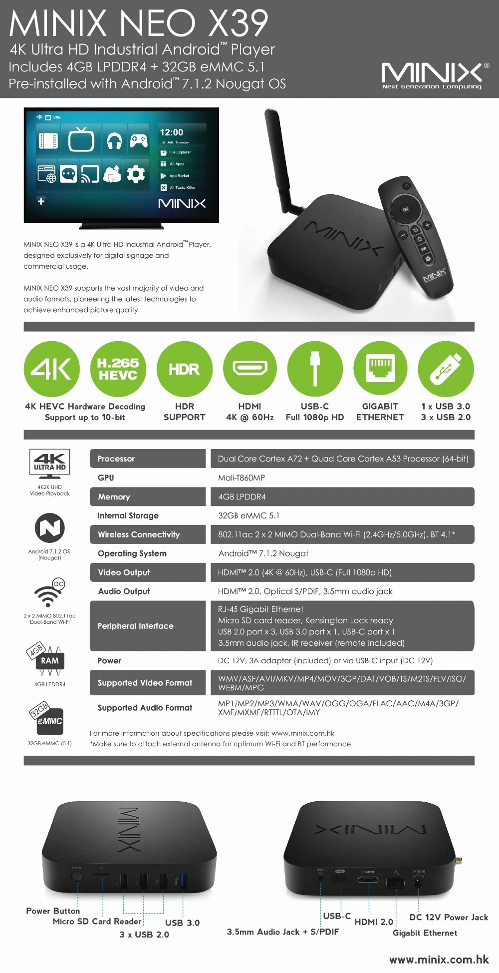 MINIX NEO X39 - Spec Sheet