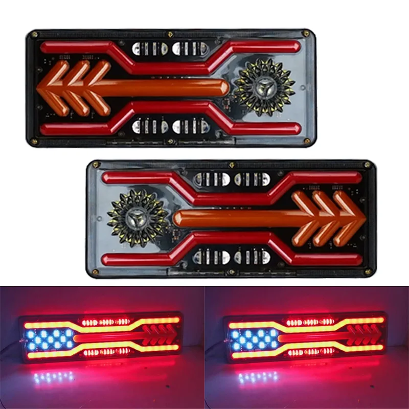 

universal car truck Rear taillight led trailer taillights 24v waterproof Flow Steering brake reversing traffic fog lamp 2pc