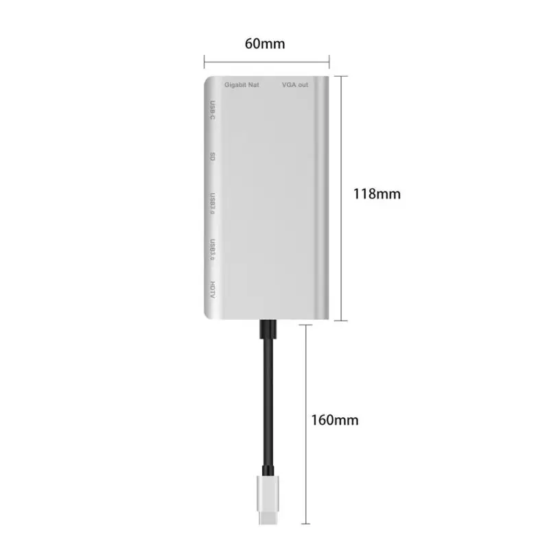 USB C на Hdmi VGA Ethernet адаптер Тип-c многофункциональный концентратор 4K HD usb-хаб 8-в-1 док-станции