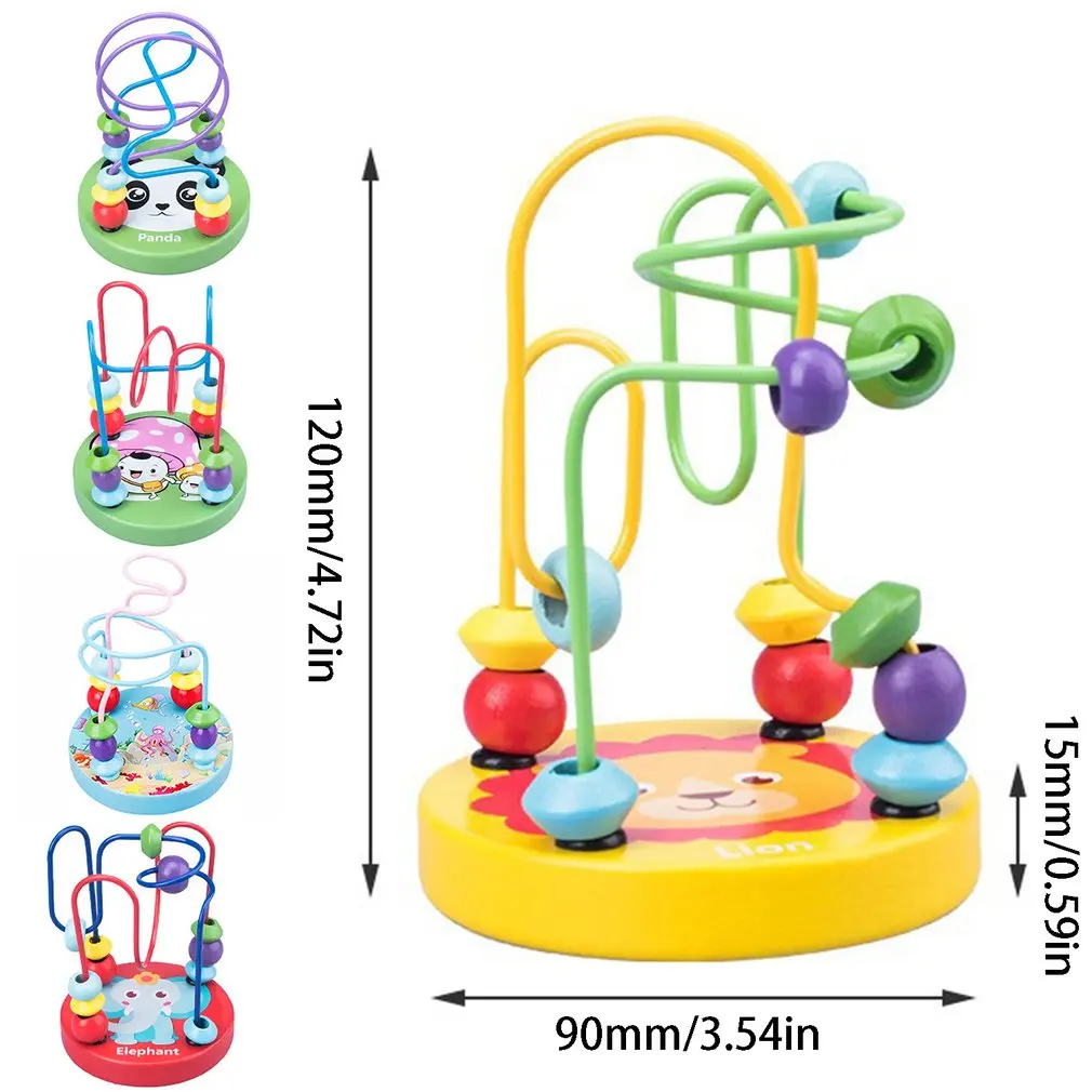 Montessori Educational Math Toy Wooden Mini Circles Bead Wire Maze Roller Coaster Abacus Puzzle Toys Children Kids Gift Educational toys Math toys