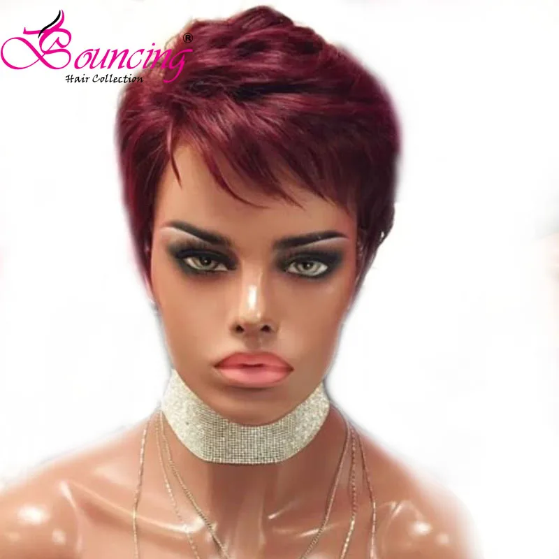 Подпрыгивающие Человеческие волосы remy 13*4 Швейцарский парик фронта шнурка короткий парик Pixie для женщин