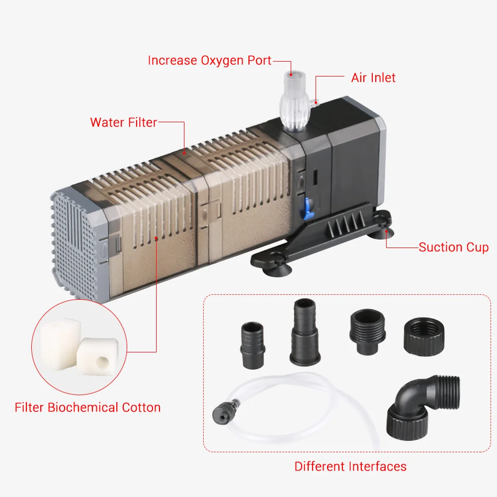Sunsun внутренний аквариум фильтр насос 4 в 1 аквариум погружной фильтр насос воздушный компрессор увеличение кислорода воздушные насосы 220 В
