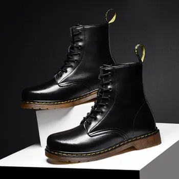 

Fashion lovers Boots Spring / Winter Warm Plush Shoes Men Leather High Top Male Motorcycle Ankle Boots big/size 34-48Пара сапог
