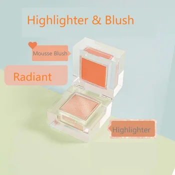 

Crystal Mousse Blush Face Highlighter 2 Color Brighten Skin Shimmer Radiant Finish Peach Nude Beauty Makeup Contour Long Lasting