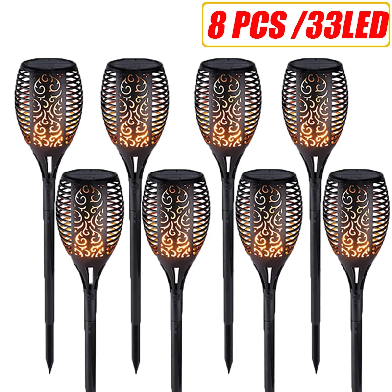 solar lights 12LED 33LED Solar Flame Torch Lights Outdoor Flickering Waterproof Solar LED Light Garden Terrace Decoration Landscape Lawn Lamp bright solar lights