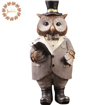 

Hot! Gentleman Owl Home Decorations Resin Owl Accessories Living Room Ornaments Crafts , Best Gift
