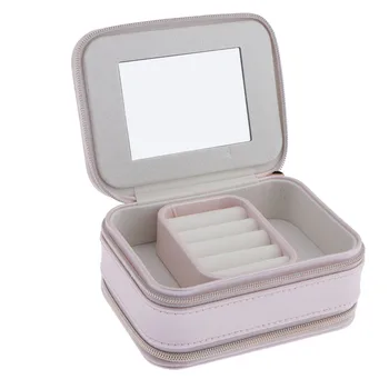 

Small Jewelry Organizer Display Storage Case for Rings Earrings Zipper Pouch