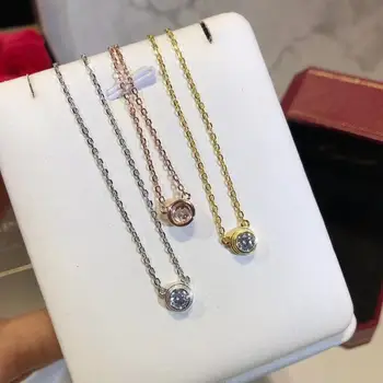 

CASHOU44 Fashion round simple 925 Sterling Silver Necklace round zircon Pendant For Women lovely Necklace Pendant gift