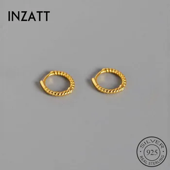 

INZATT Real 925 Sterling Silver spiral Round Hoop Earrings For Fashion Woman Party Fine Jewelry Geometric Punk Accessories