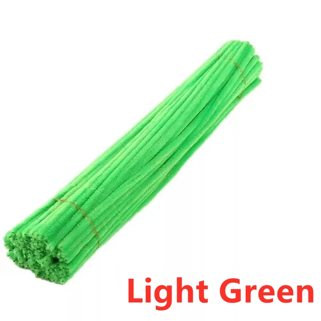 100pcs 30cm Chenille Stems Pipe Cleaners Kids Plush Educational Toy Colorful Pipe Cleaner Toys Handmade DIY Craft Supplies Light Green  100Pcs