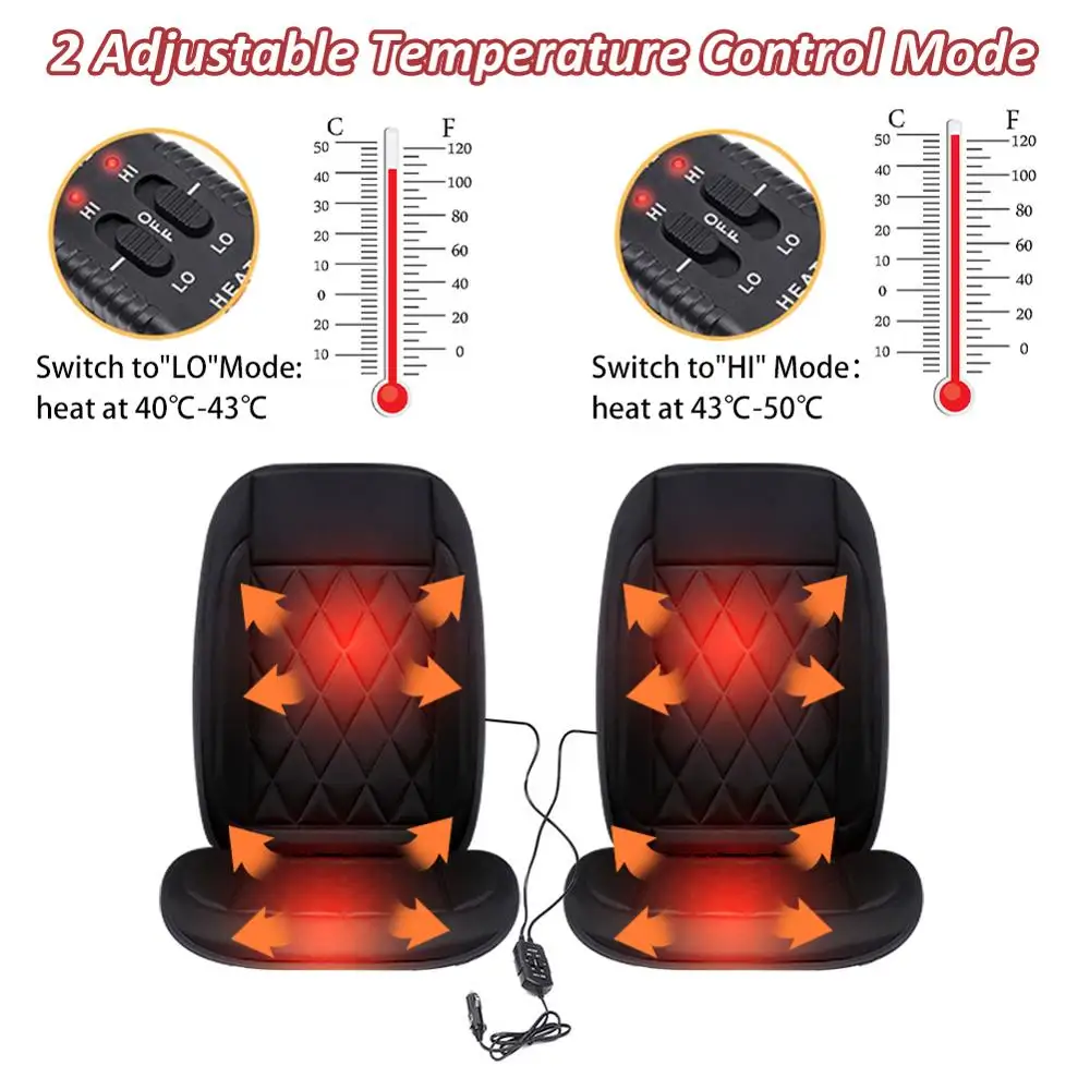 Goedkoop 2 stuks 12V Auto Verwarmde Seat Cover voor Volledige Back en Seat Comfortabele Zwarte Zachte Verstelbare Temperatuur Verwarming Seat kussen