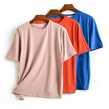

Korean T-shirt Women Loose Tops T Shirt Harajuku 2020 Summer Women 10 Color Casual Cotton Bottoming Shirts Tshirts Tops Tees