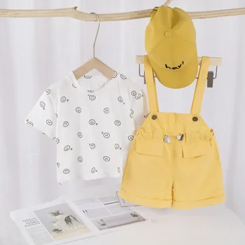 

Summer Children Cotton Baby Boy Girl Clothes Cartoon Printed T Shirts Bib Shorts 2Pcs/sets Infant Kid Fashion Toddler Tracksuits