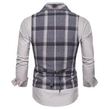 Клетчатый двубортный мужской повседневный жилет осень и зима стиль