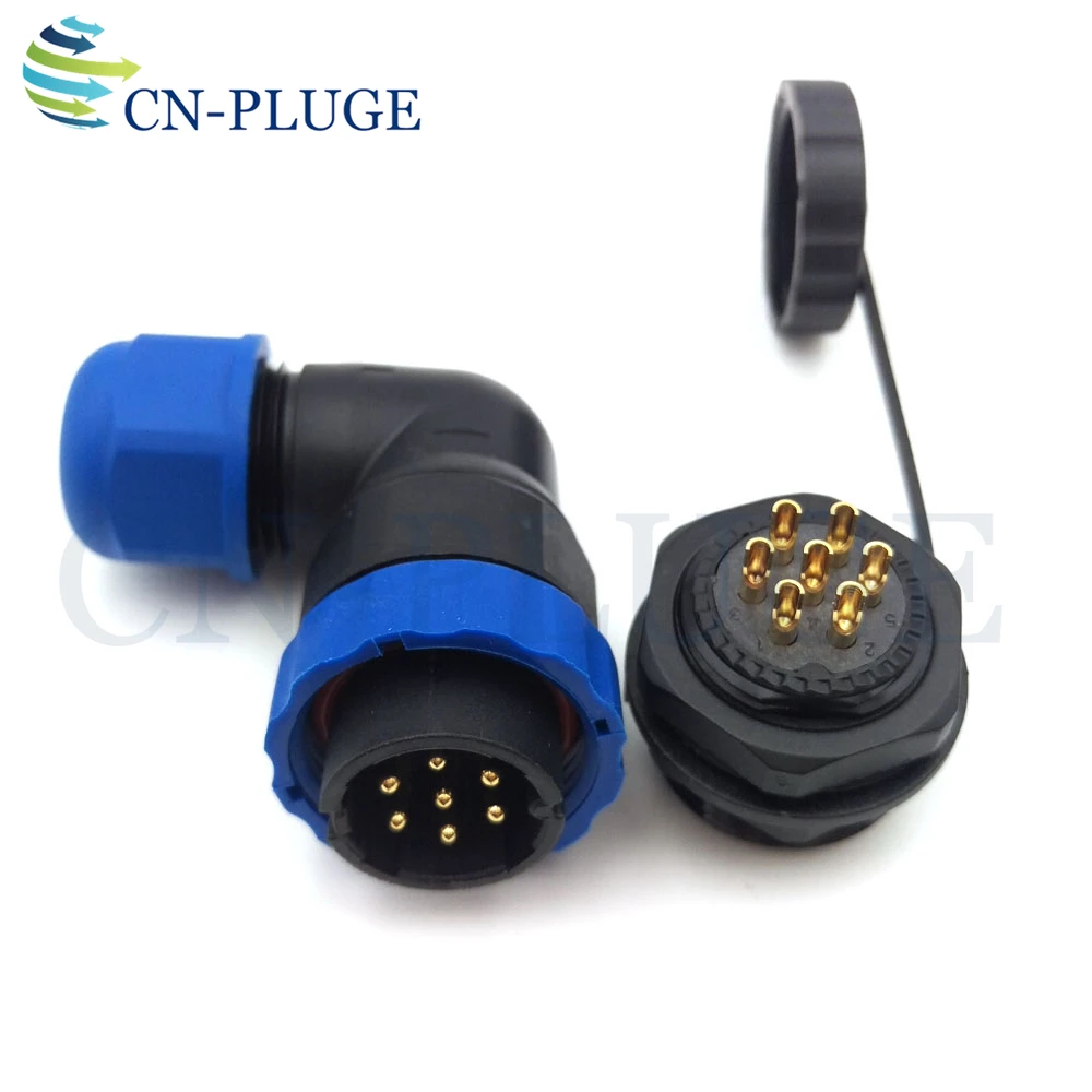 SD20 IP68 방수 2 3 4 5 6 7 9 10 12 14 핀 항공 커넥터, 20mm 패널 장착 직각 커넥터 플러그 및 소켓