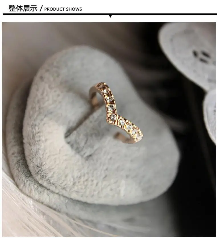 Qingwen модные ювелирные изделия v-образной формы уникальный дизайн инкрустированное простое кольцо полудрагоценный камень Любовь кольцо для женщин CA4603/w