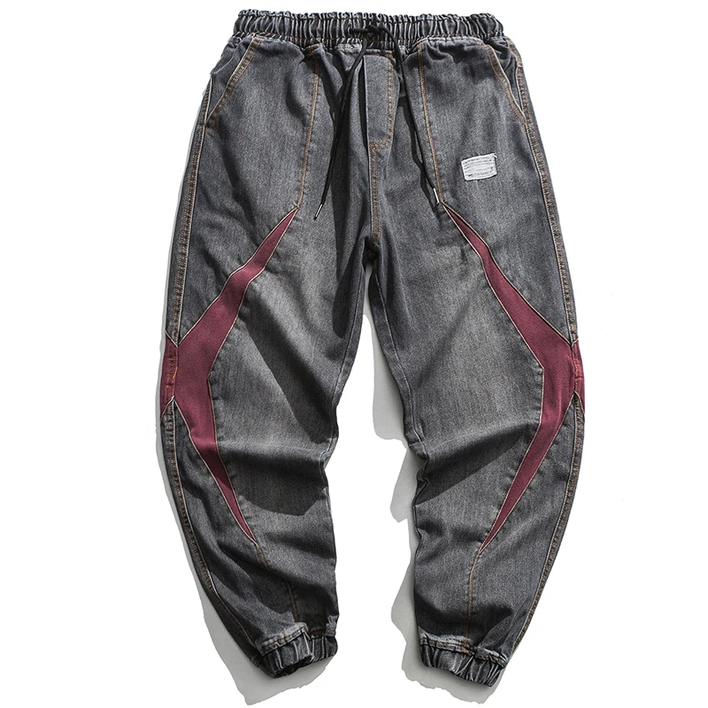 Мужские свободные шаровары Golomise длиной до щиколотки, модные брюки для бега, комбинированные джинсы в стиле хип-хоп - Цвет: Black