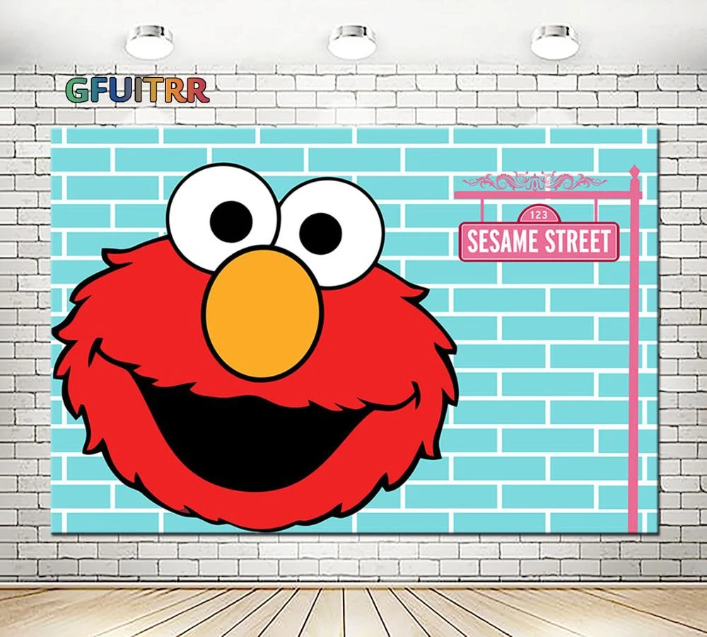 Gfuitrr Elmo Merah Latar Belakang Fotografi Baby Shower Pesta Ulang Tahun Anak Foto Latar Belakang Sesame Street Vinyl Foto Booth Props Background Aliexpress