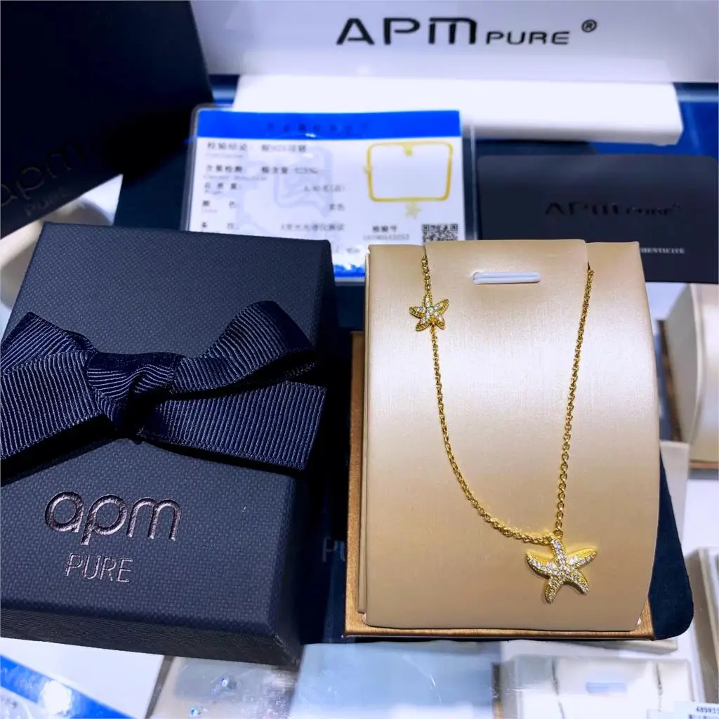 

Gold Starfish Necklace silver crystal diamond inlaid female clavicle chain simple and versatile Star Pendant