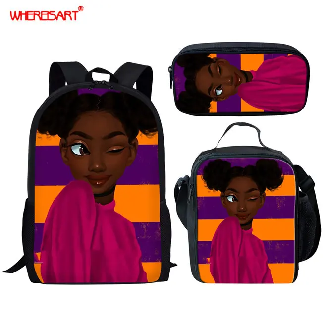 WHEREISART Melanin Poppin черные школьные сумки для девочек-подростков женский рюкзак для путешествий сумка для девочек Прямая мочилы Feminina - Цвет: YQ4100CGK