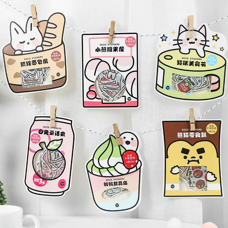 40 шт. Kawaii Snack Sticker s милый Декор канцелярские принадлежности клейкая бумага стикер