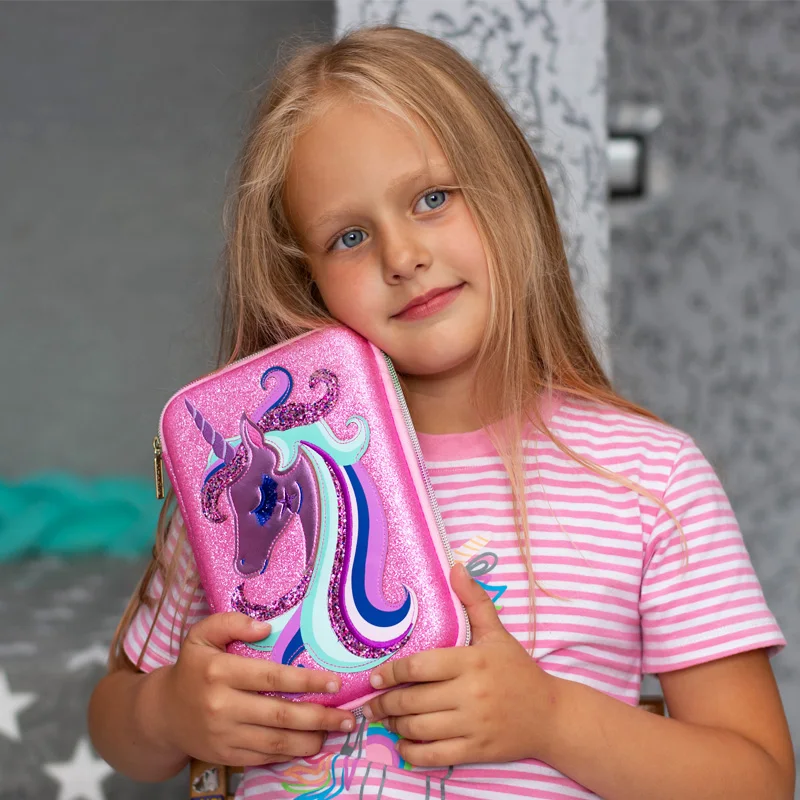 Новый Единорог Пенал школьный Девушка аппликация вышивка материал kawaii большая