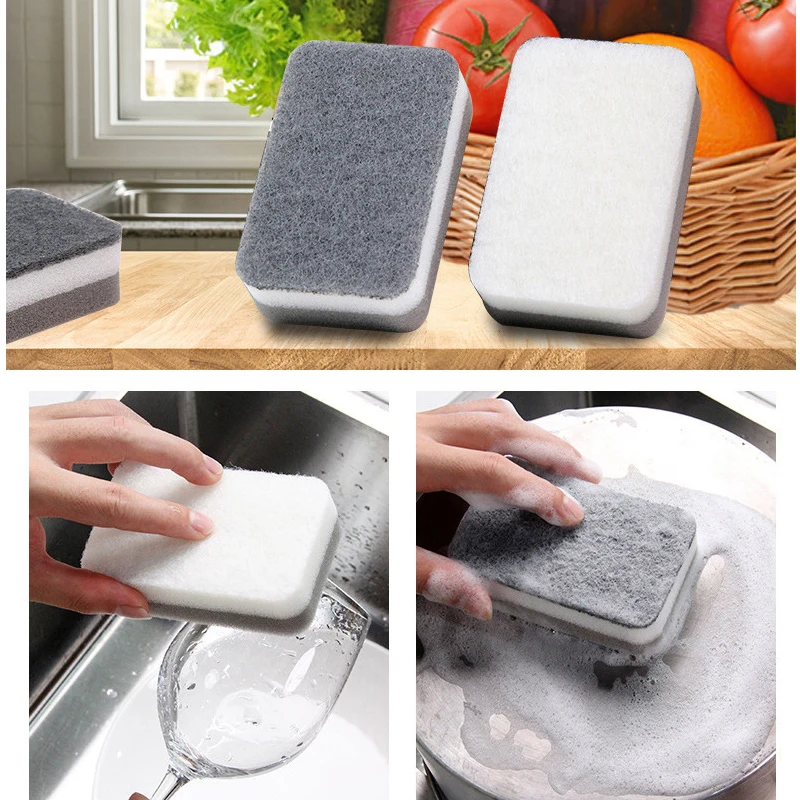 Dishwashing Sponge 5pcs Xiaomi Double side Sponge Thickened Dishwashing Wipe Scouring Pad Cleaning Brush Nano Cotton Pot Brush Kitchen