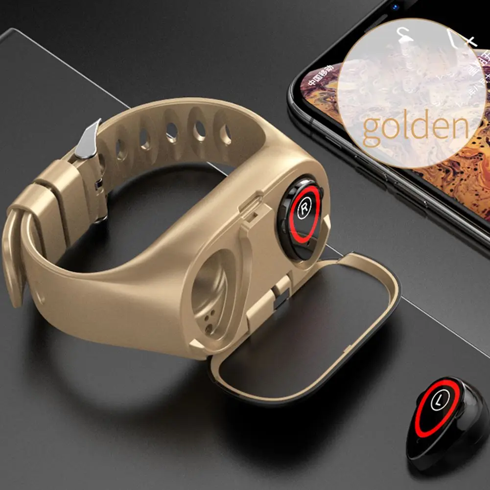 Умные часы M1 AI с Bluetooth наушником 2 в 1 водонепроницаемые спортивные сенсорный Браслет фитнес-трекер монитор сердечного ритма