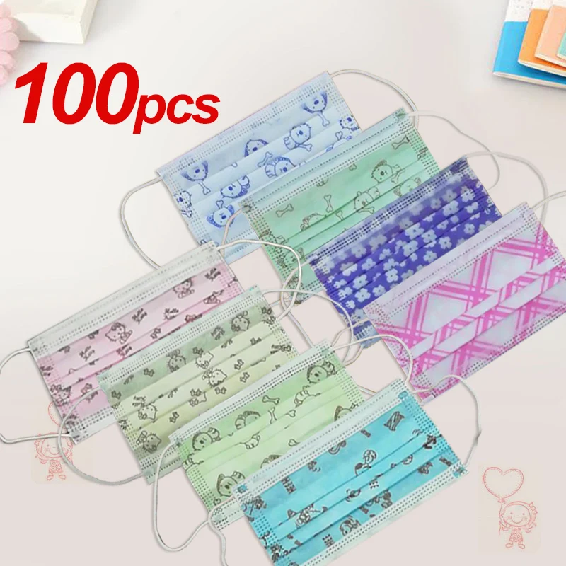 50/100/200Pcs Child Kids Disposable Face Masks 3 Layer Anti Dust Pollution Masks Fabric Meltblown Dustproof Cartoon Dog Cat Mask|Masks| - AliExpress