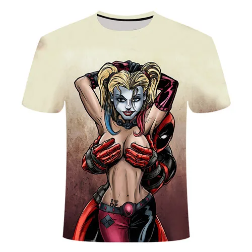 Для женщин игрушечная фигурка Harley Quinn Deadpool футболка Супермен Джокер из отряда самоубийц Мужская футболка Homme 3D, Camiseta, футболки в стиле «хип футболка хип-хоп - Цвет: XT257