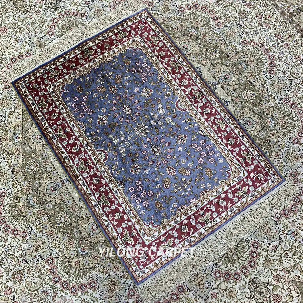 Yilong 2'x3' Восточный шелковый ковер ручной работы синий маленький hereke шелковые ковры (HF091B)